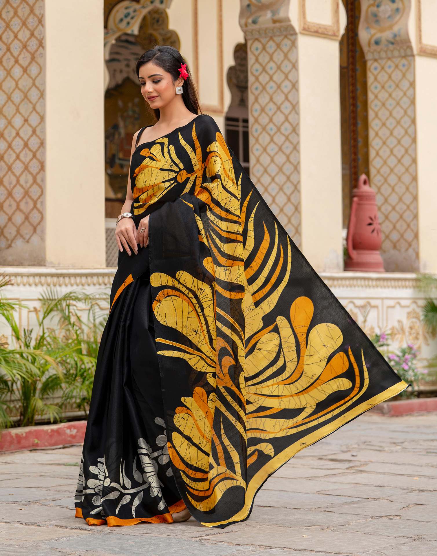 Black Khadi Printed Saree